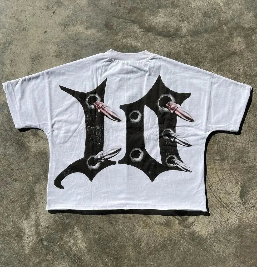 Y2k Streetwear Gothic Anime Graphic Print Oversized T-Shirt Men's Fashion Harajuku Rock Loose Round Neck Casual Short Sleeve Top Street King Limited