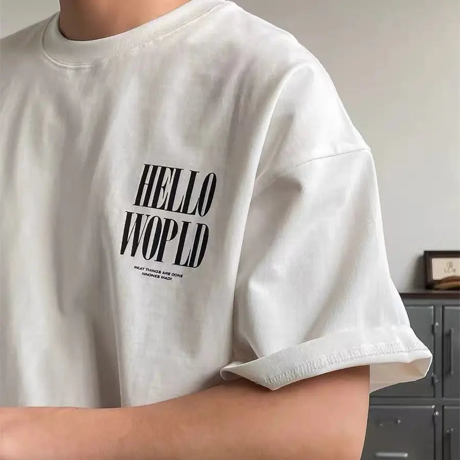 Summer Korean Style Simple Printed T-shirt Fashionable American Retro Y2K Loose Large Letter Ins Half-sleeved Sports Top Street King Limited