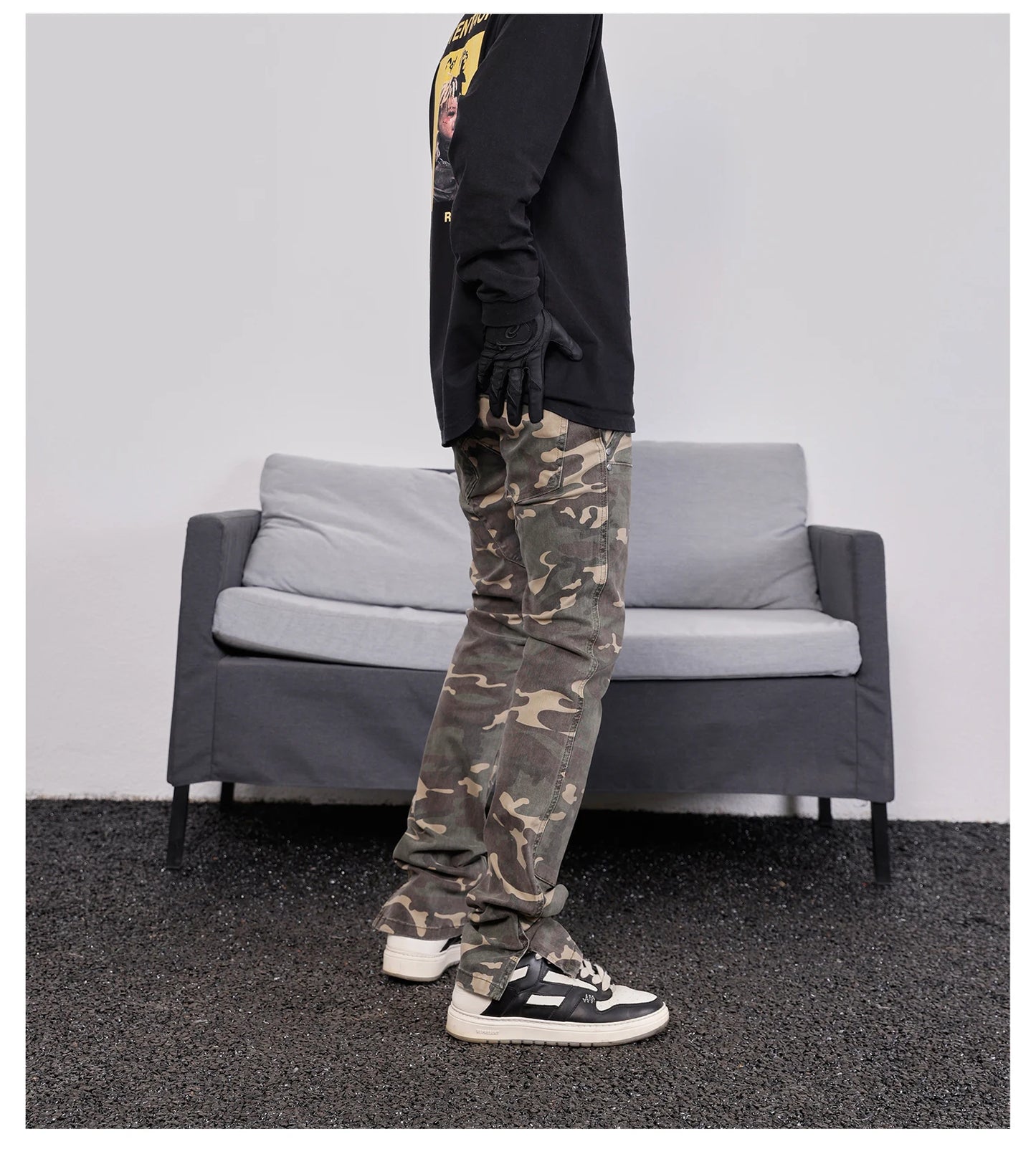 mens hip hop streetwear denim pants fashion camouflage pants 2023 harajuku cotton zipper joggers slim fit jeans trousers pants unique joggers style 1714
