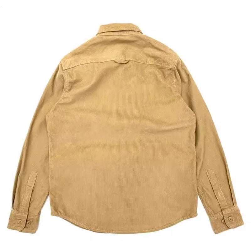 Streetwear Autumn American Casual Corduroy Long Sleeve Shirt For Men Retro Loose Autumn American Casual Corduroy Long Sleeve Shirt For Men Retro Loose Lapel Cargo Shirts 2025 New Korean Fashion Y2K Camisas Fashion Sweater Jacket With Graphic Design For Men
