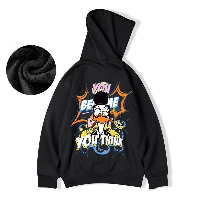 Autumn Funny Cartoon Duck Graphic Y2K Hoodies Oversized Hip Hop Fashion Sweatshirts Vintage Streetwear Punk Hoody Clothes Street King Limited