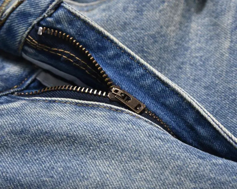 mens high street denim jean pants new casual blue slim ripped holes straight zipper jeans trousers hip hop streetwear joggers unique joggers style 5241