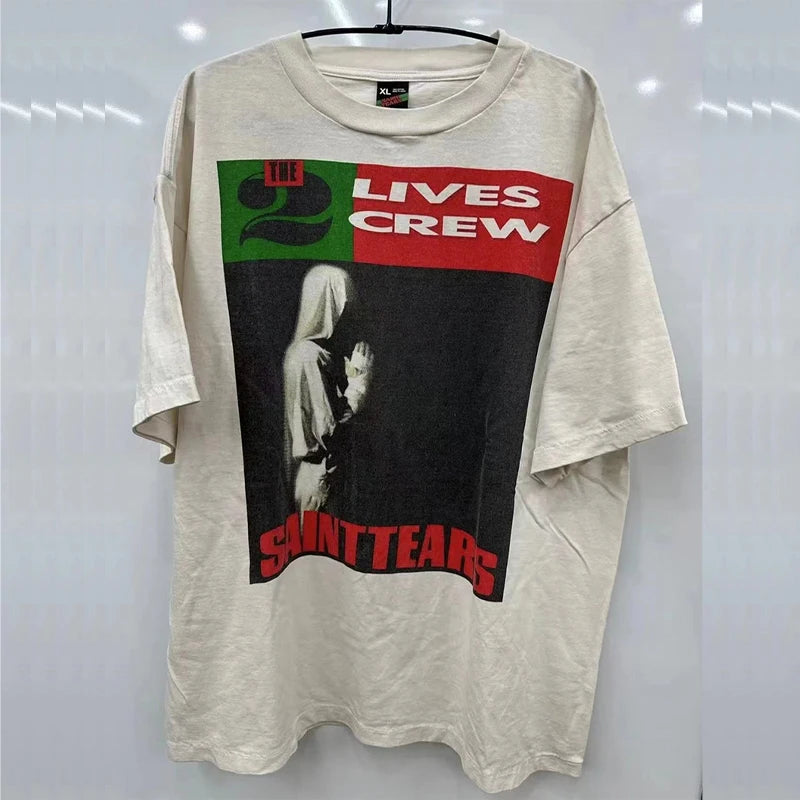 New SAINT T Shirt Letter Printing Summer Good Quality Men Woman Loose Casual Versatile Lovers Vintage Tops Tee Street King Limited