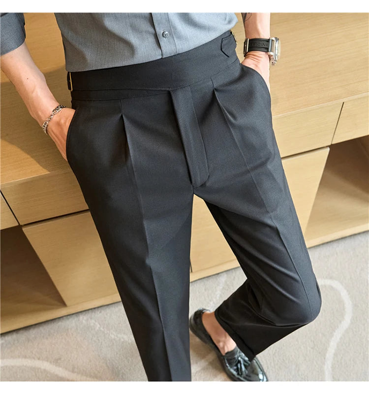 men naples waist business casual fashion vintage ankle length suit pant gentleman party dress pants trousers unique default style 1511