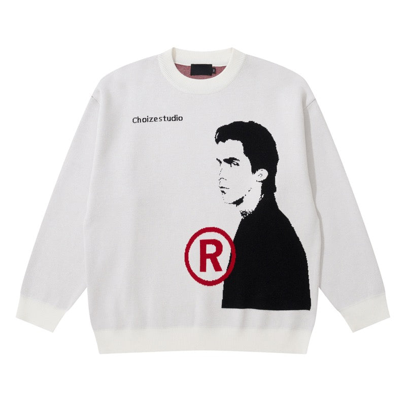 Hip Hop Anime Knitted Oversized Sweater Mens Autumn Winter O-neck Long Sleeve Pullover Streetwear New Loose Sweaters Clothing Street King Limited
