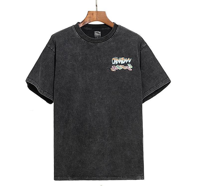 Rainbowtouches 2022 New Brand Men's T-Shirt Unisex High Street Vintage Graffiti Loose Casual Dark Shirts Street Fashion Hip Hop Street King Limited