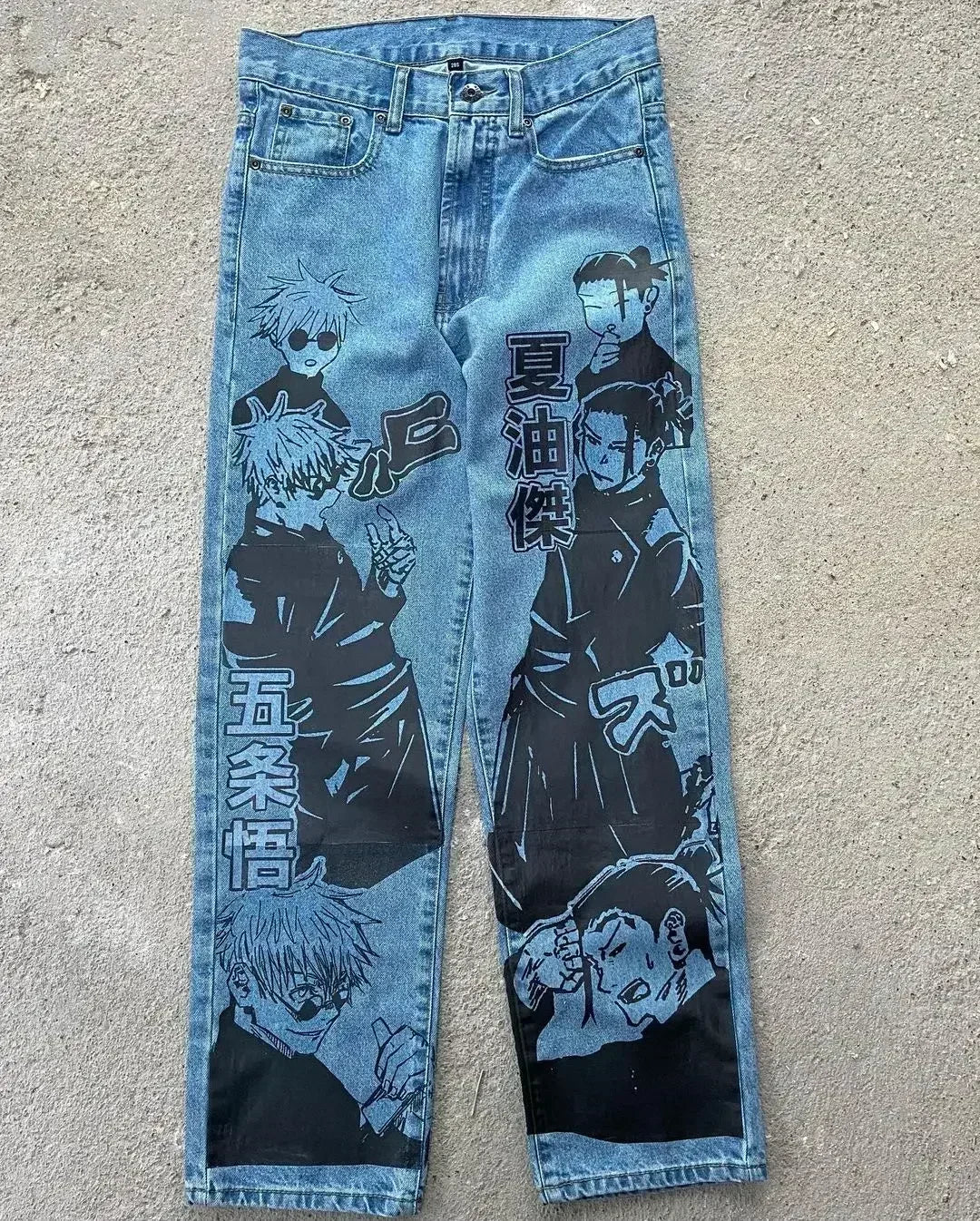 harajuku sunny sexy girl anime print baggy jeans new style wide leg trouser y2k popular streetwear men women high waist pants ripped baggy denim