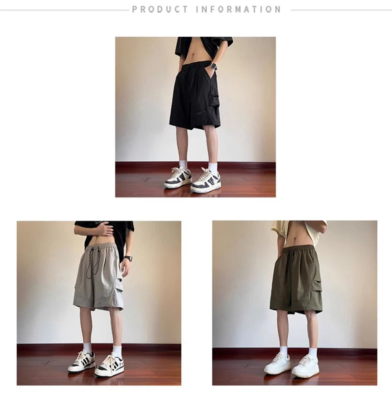 summer sports cargo shorts for men casual baggy breathable hip hop fashion bermuda short pants daily beach y2k streetwear shorts unique cargo style 3135