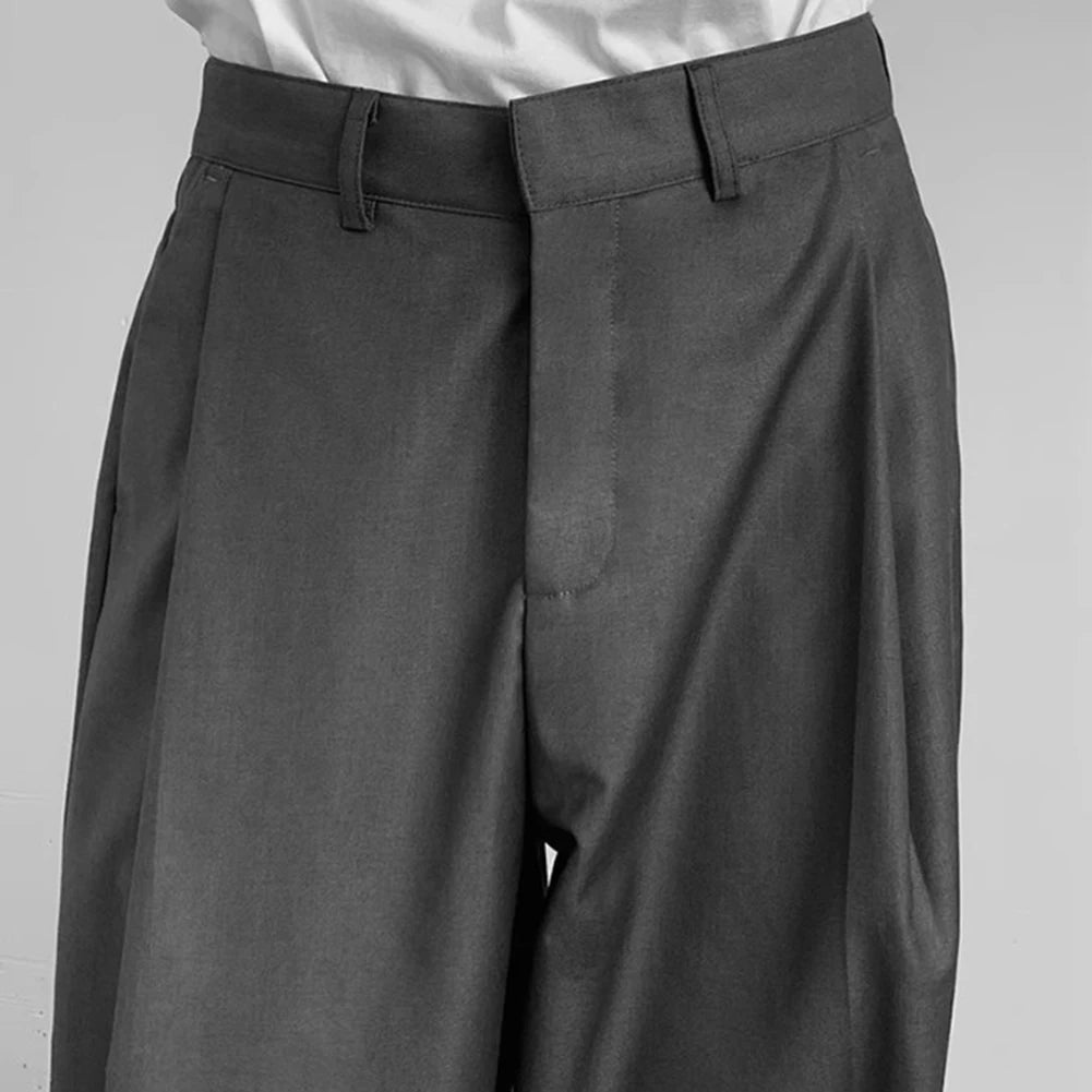 mens straight tube ice silk pants casual slacks youth thin wide leg pants business summer pants soft vintage trousers unique default style 982