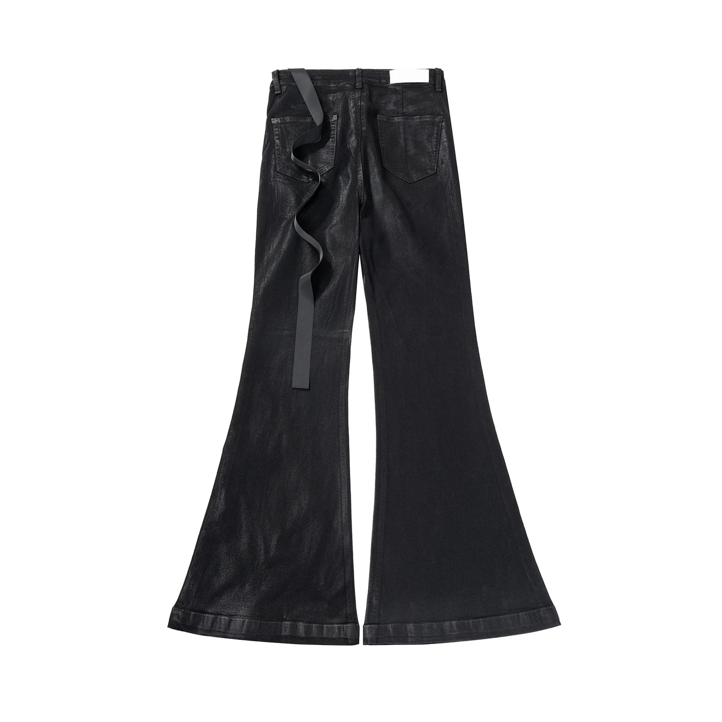 Streetwear Black Wax Leather Strecth Jeans for Men Ropa Hombre Baggy Y2k Flare Pants Oversized Straight Denim Trousers Street King Limited