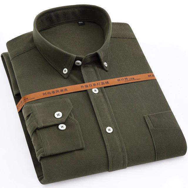 Streetwear Japan Style Mens Fashion Long Sleeve Corduroy Shirt Single Patch Pocke Japan Style Mens Fashion Long Sleeve Corduroy Shirt Single Patch Pocket Comfortable Work Casual Standard Fit Button Down Shirts Fashion Sweater Jacket With Graphic Design For Men