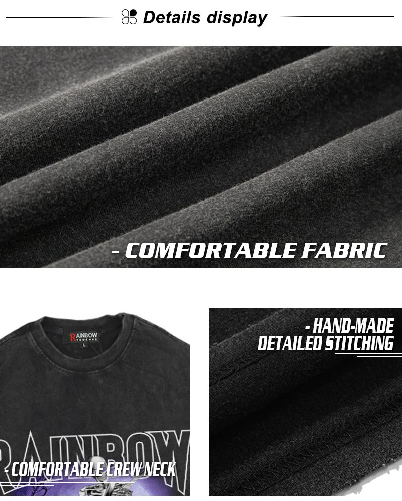 Rainbowtouches 2022 New Brand Men T-Shirt High Street Tidal Current Python Printing Mens Graphic T-Shirts Vintage Loose T-Shirt Street King Limited