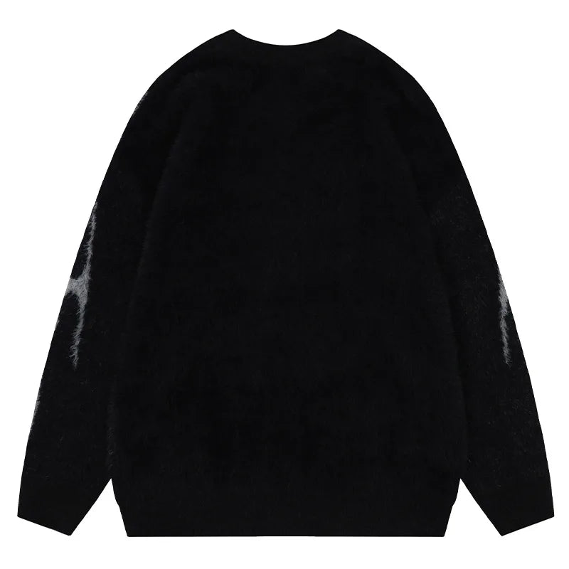 Men Sweater Harajuku High Street Winter Warm Knitted Coat Oversized Thorn Pattern Top Loose Gothic Punk Pullover Street King Limited