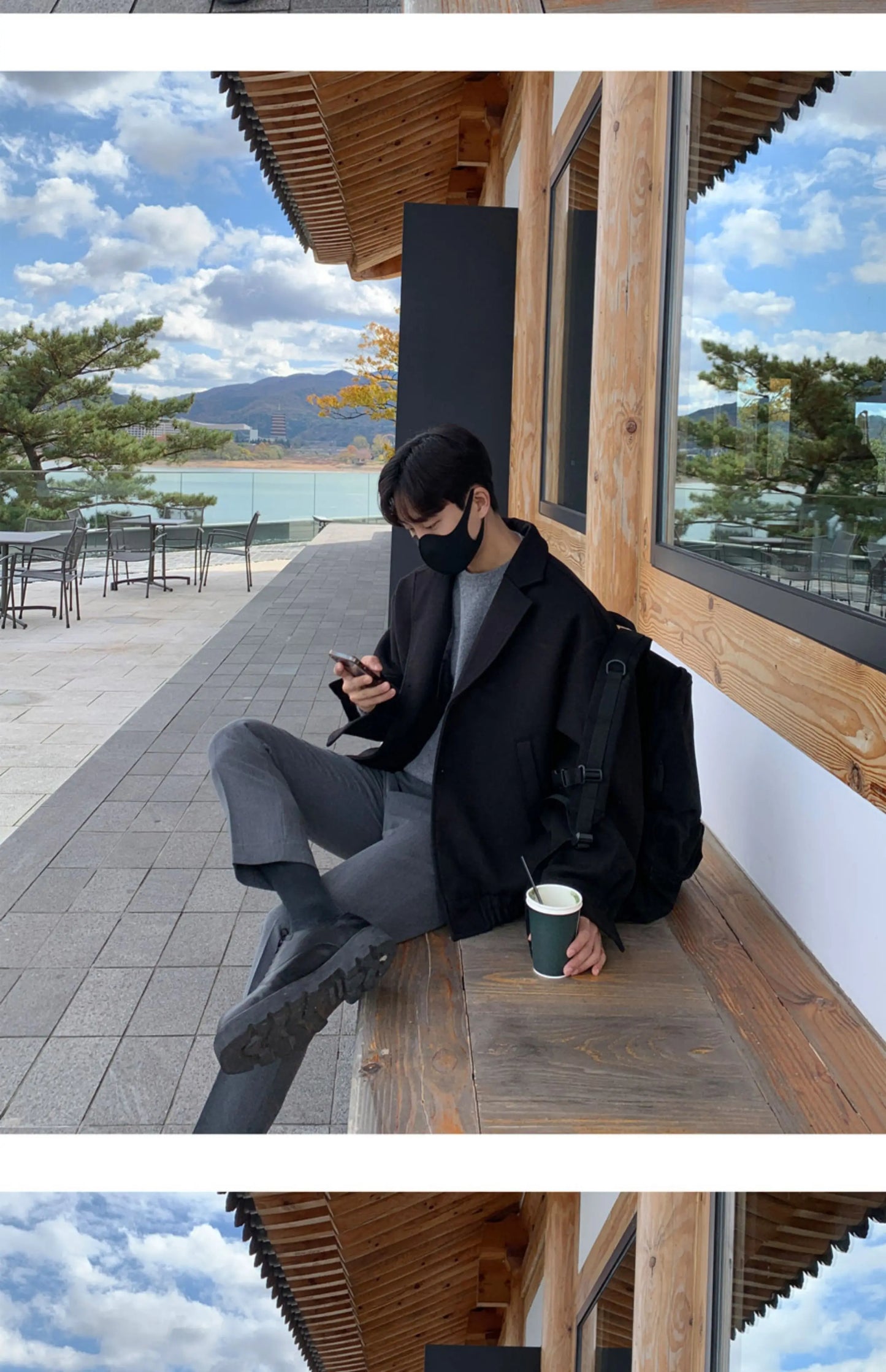 2024 loose casual mens solid color jacket fashion daily commuting windproof short woolen coat thickened warm unique shorts style 313