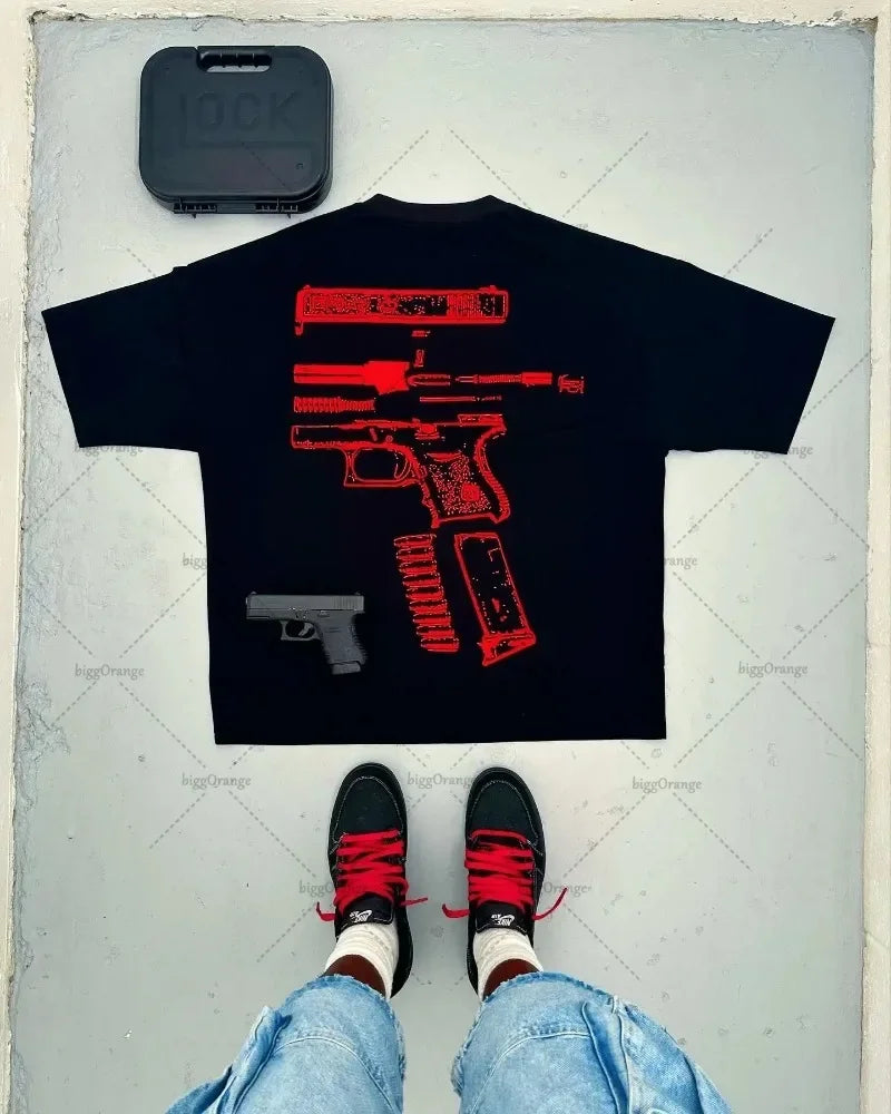y2k Street Hip Hop Goth Letter Pattern Oversized T-Shirt Men's Retro Casual Versatile Short Sleeve Loose Round Neck Top Women Street King Limited
