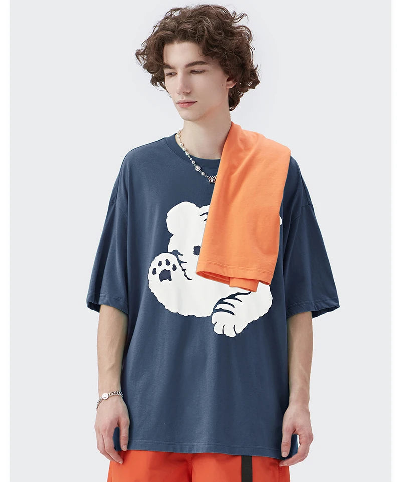 Rainbowtouches 2022 Mens T Shirts Men Tiger Print T Shirt Vintage Unisex High Street Couples Oversized Cute Pattern Men T Shirts Street King Limited