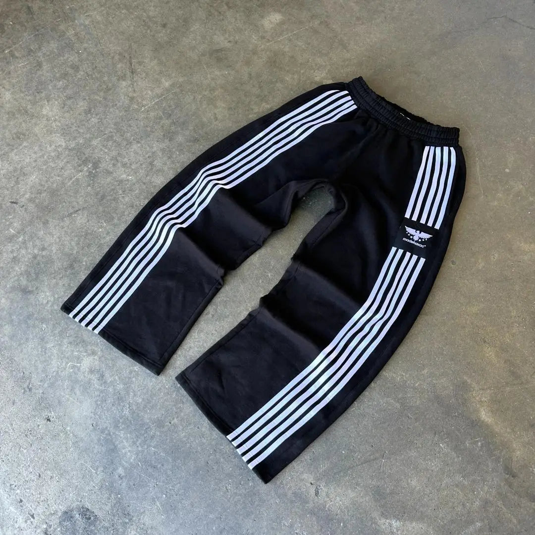 Trendy Brand American Retro Classic Striped Loose Sweatpants Hip-hop Streetwear Y2K Harajuku High-waisted Wide-leg Casual Pants Street King Limited