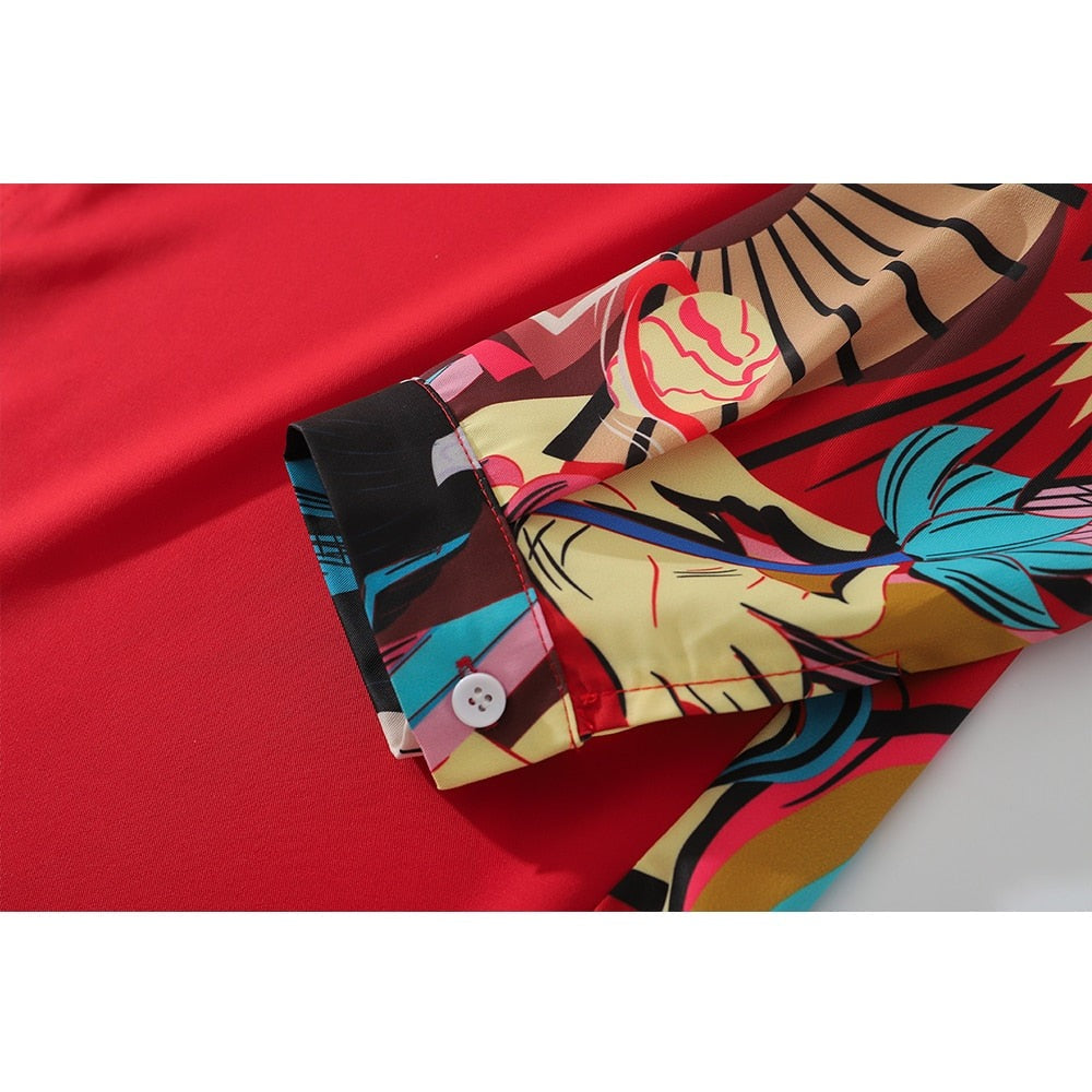 "Red Summer" Unisex Men Women Streetwear Button Shirt - Street King Apparel