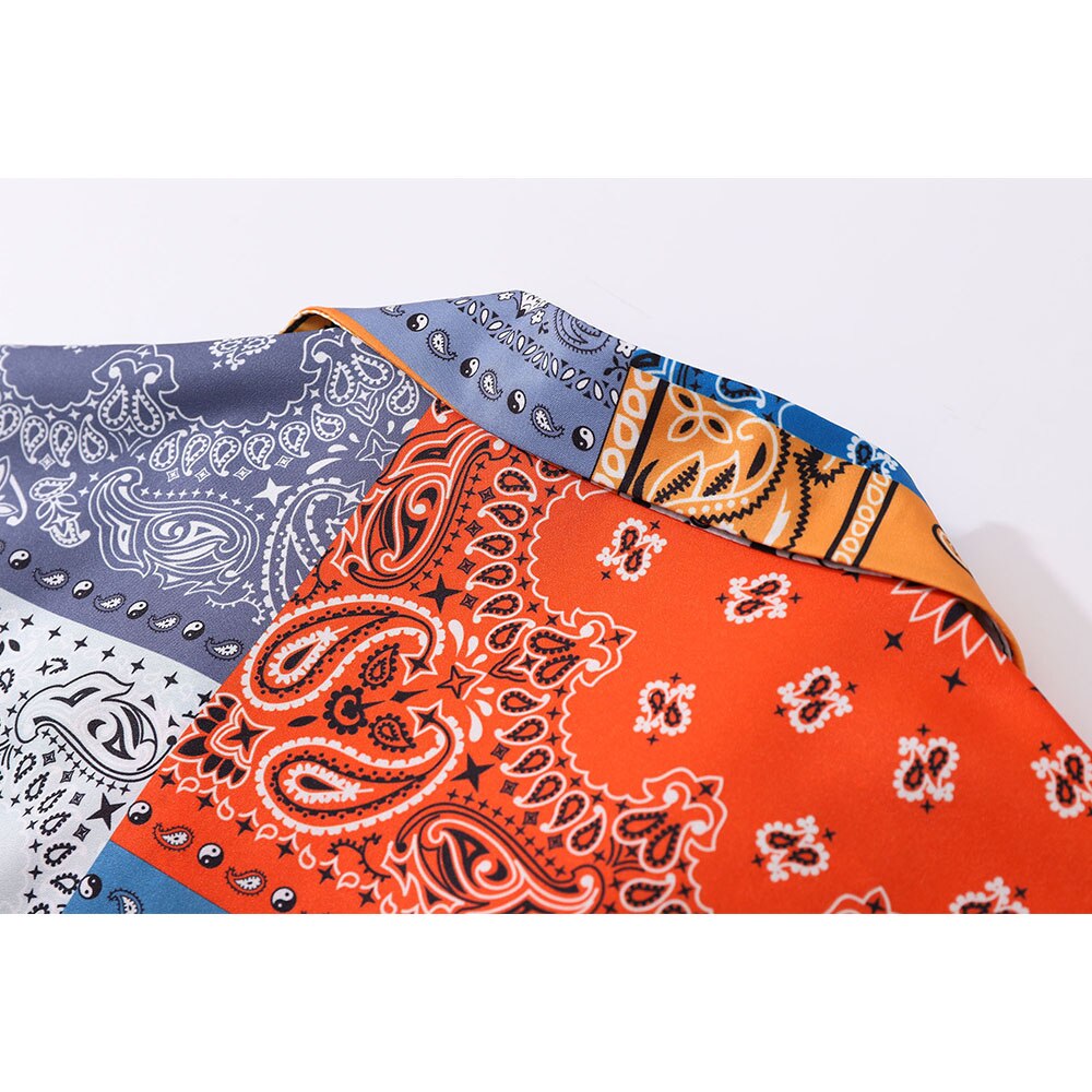 'Patchwork" Unisex Men Women Streetwear Button Up Shirt - Street King Apparel