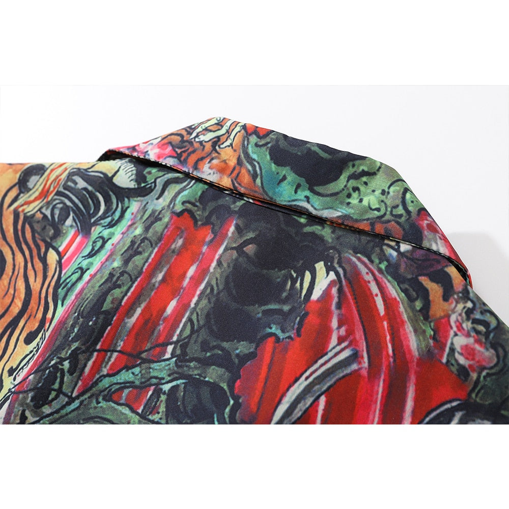 "Jungle Scars" Unisex Men Women Graphic Button Up Shirt - Street King Apparel