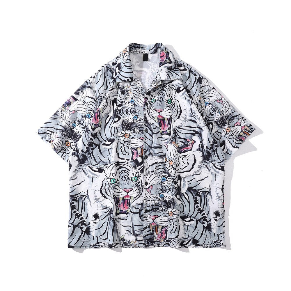 "White Wolf" Unisex Men Women Streetwear Button Shirt - Street King Apparel