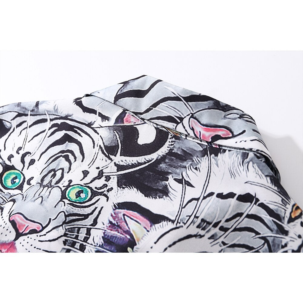"White Wolf" Unisex Men Women Streetwear Button Shirt - Street King Apparel