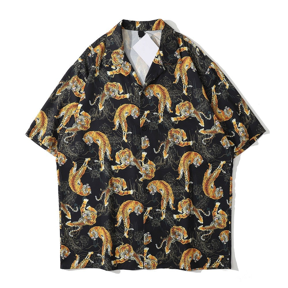 "Dark Leopard" Unisex Streetwear Men Women Button Shirt - Street King Apparel