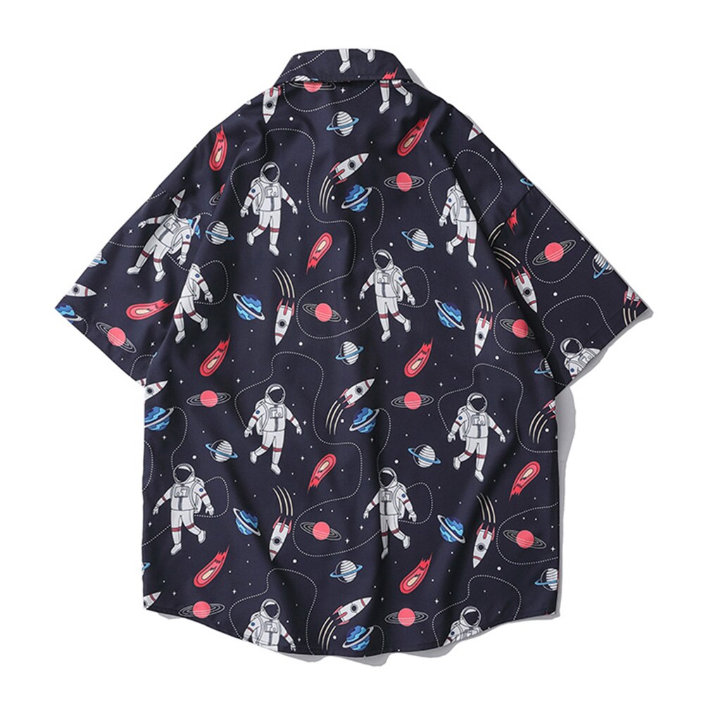"Astro" Unisex Men Women Graphic Streetwear Button Up Shirt Daulet Apparel