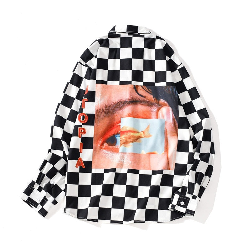 "Locked Eyes" Unisex Men Women Streetwear Graphic Button Shirt - Street King Apparel