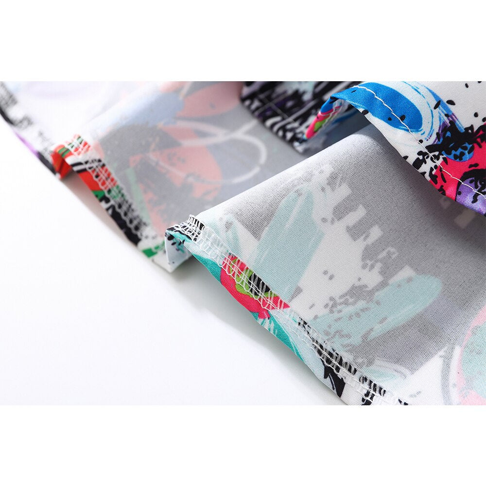 "Floral Graf" Unisex Men Women Streetwear Button Up Shirt - Street King Apparel