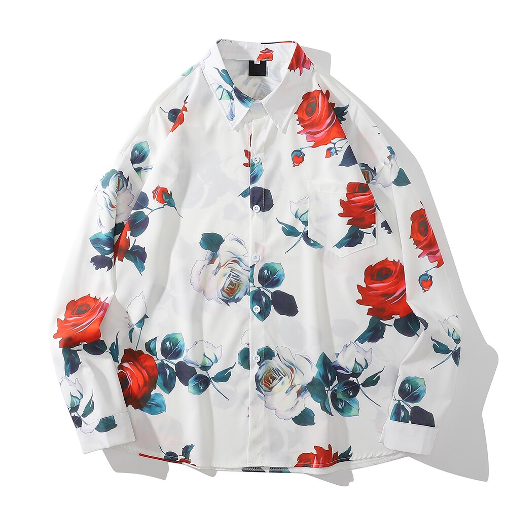 "Flower Garden" Unisex Men Women Streetwear Graphic Button Shirt - Street King Apparel
