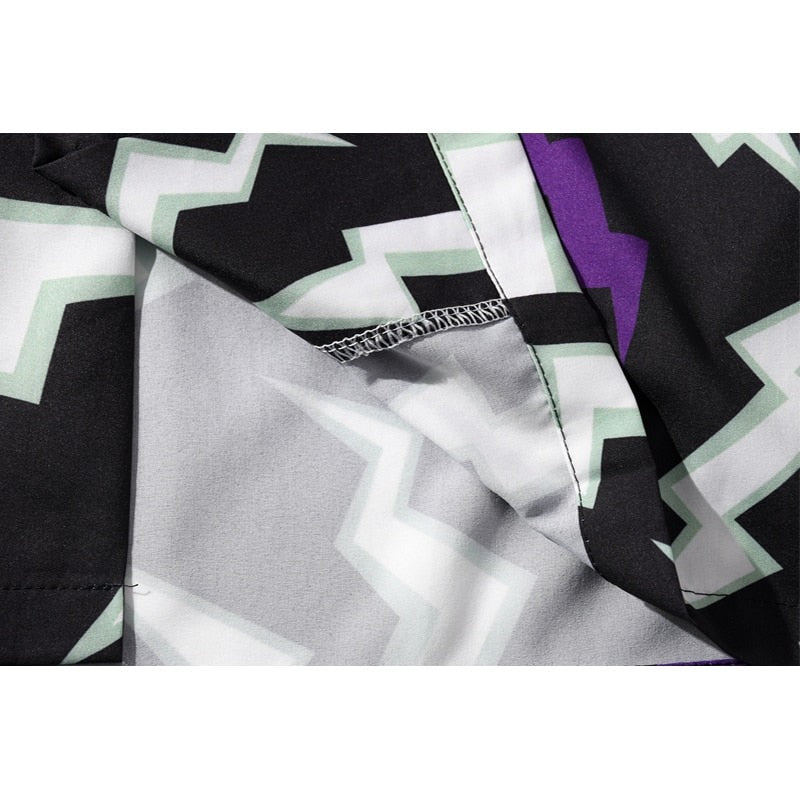"Lighting Print" Unisex Men Women Streetwear Graphic Button Shirt - Street King Apparel