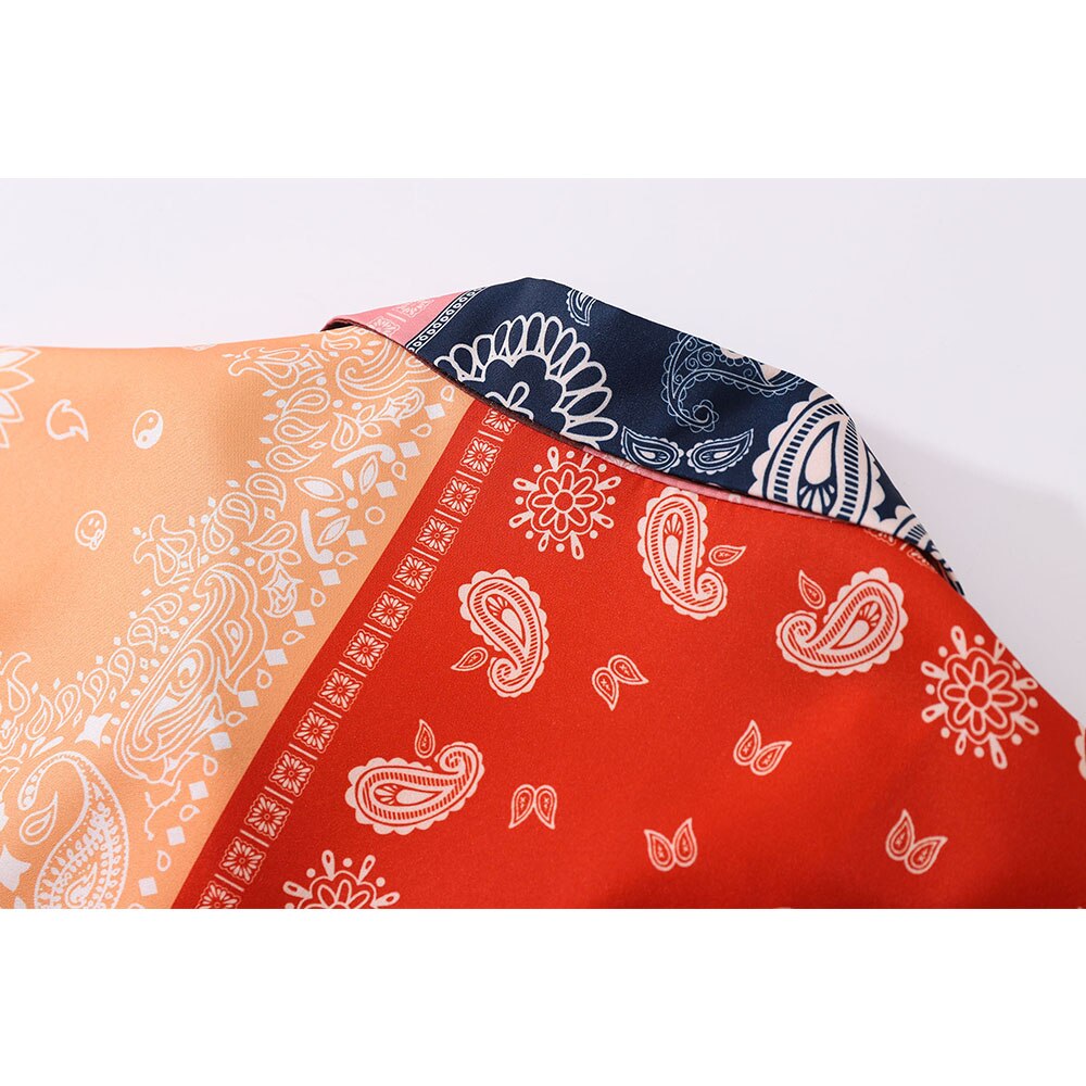 "Paisley Patch" Unisex Men Women Streetwear Button Up Shirt - Street King Apparel