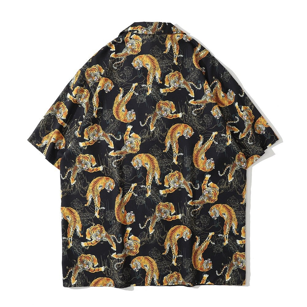 "Dark Leopard" Unisex Streetwear Men Women Button Shirt - Street King Apparel