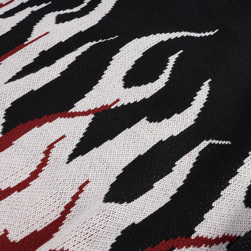 Street King Apparel "Big White Flames" Unisex Men Women Streetwear Graphic Sweater - Street King Apparel