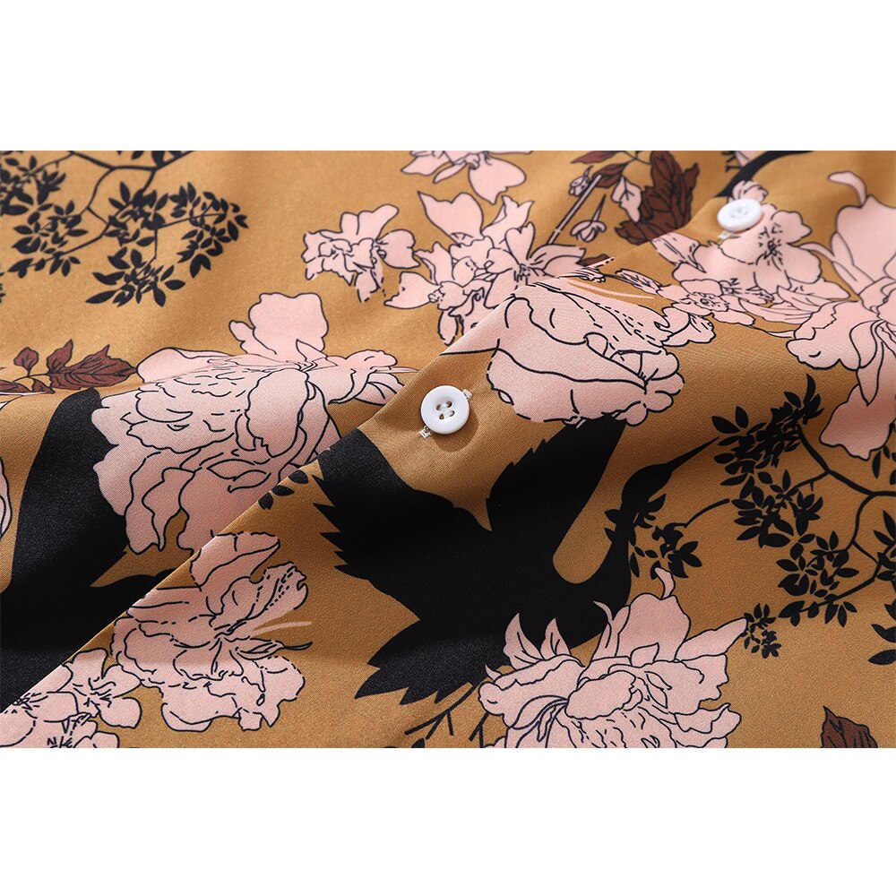 "Floral Printed" Unisex Men Women Streetwear Collar Shirt - Street King Apparel