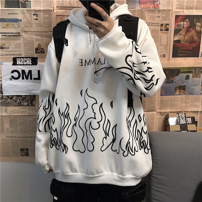 "White Flame" Unisex Men Women Streetwear Graphic Hoodie - Street King Apparel