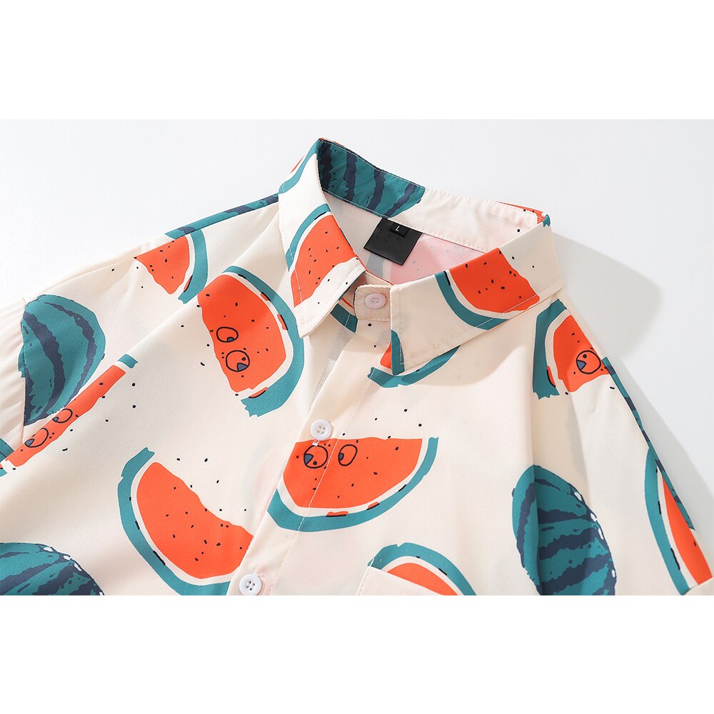 "Watermelon" Unisex Men Women Streetwear Graphic Button Shirt - Street King Apparel
