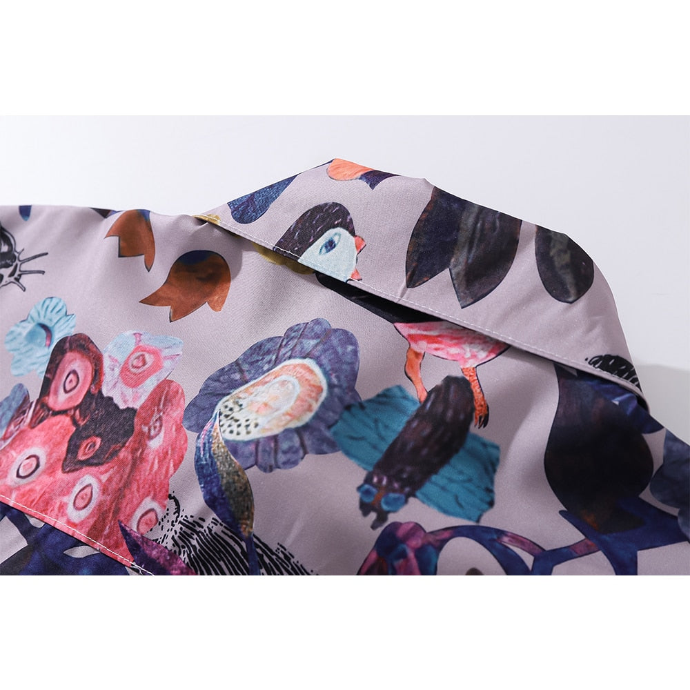 "Purple Garden" Unisex Men Women Streetwear Graphic Button Shirt - Street King Apparel