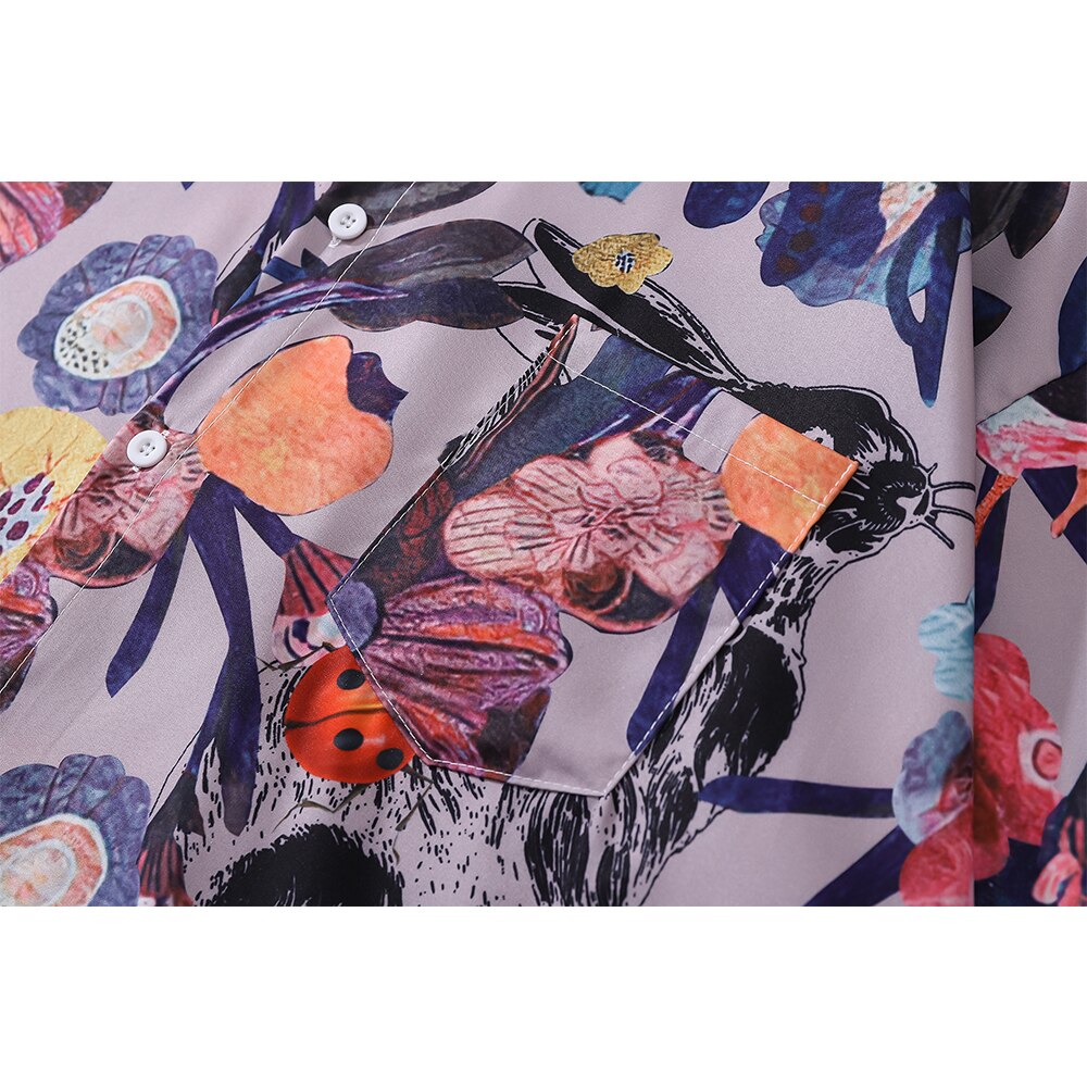 "Purple Garden" Unisex Men Women Streetwear Graphic Button Shirt - Street King Apparel