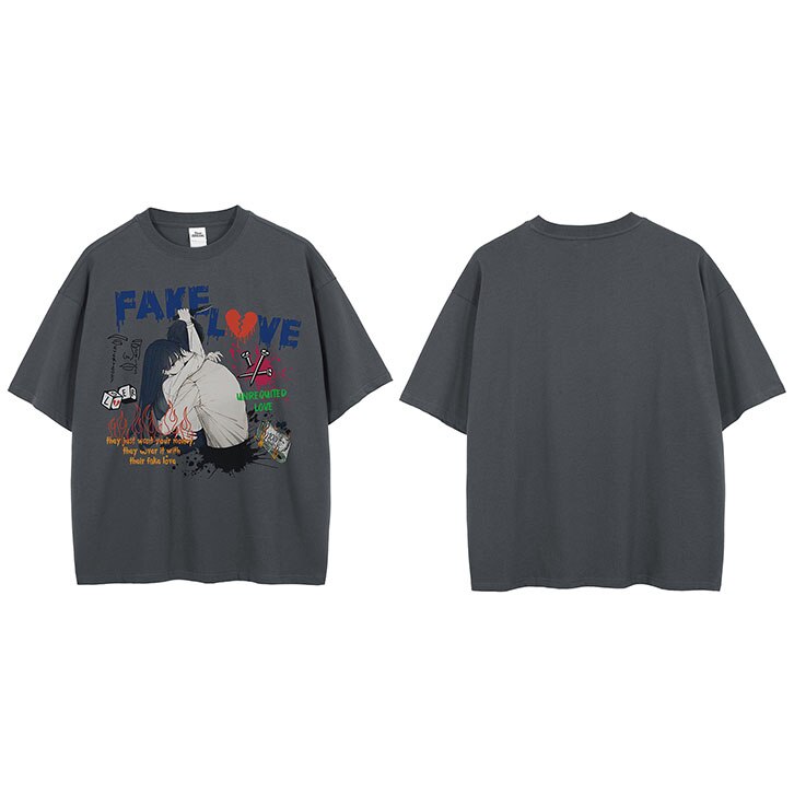 "Fake Love" Unisex Men Women Streetwear Graphic T-Shirt - Street King Apparel
