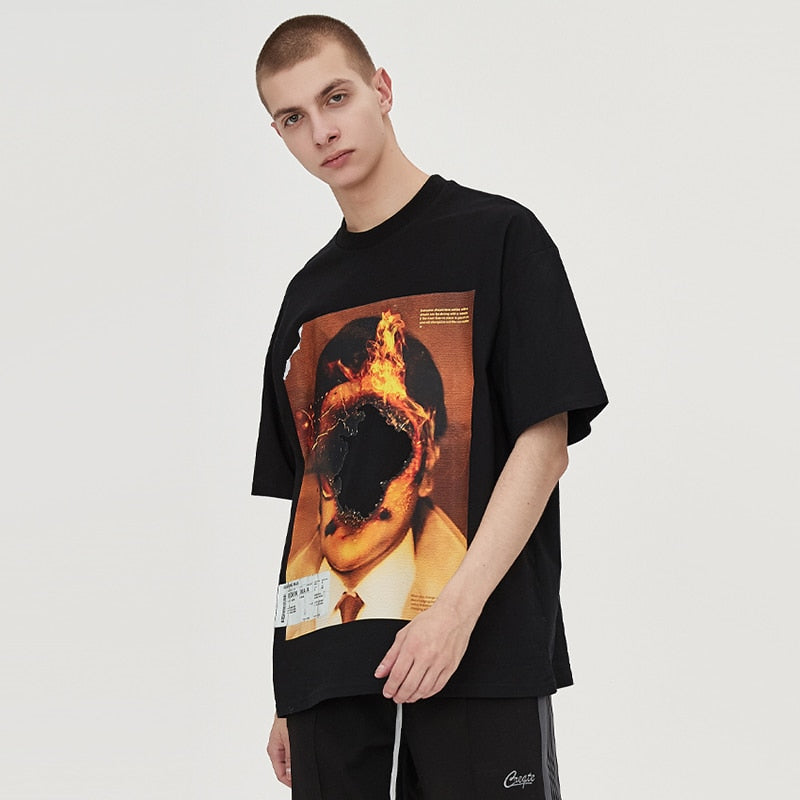 Street King Apparel "Burning Flame" Unisex Men Women Streetwear Graphic T-Shirt - Street King Apparel