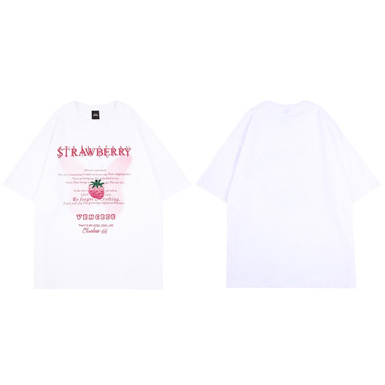 "Strawberry" Unisex Men Women Streetwear Graphic T-Shirt - Street King Apparel