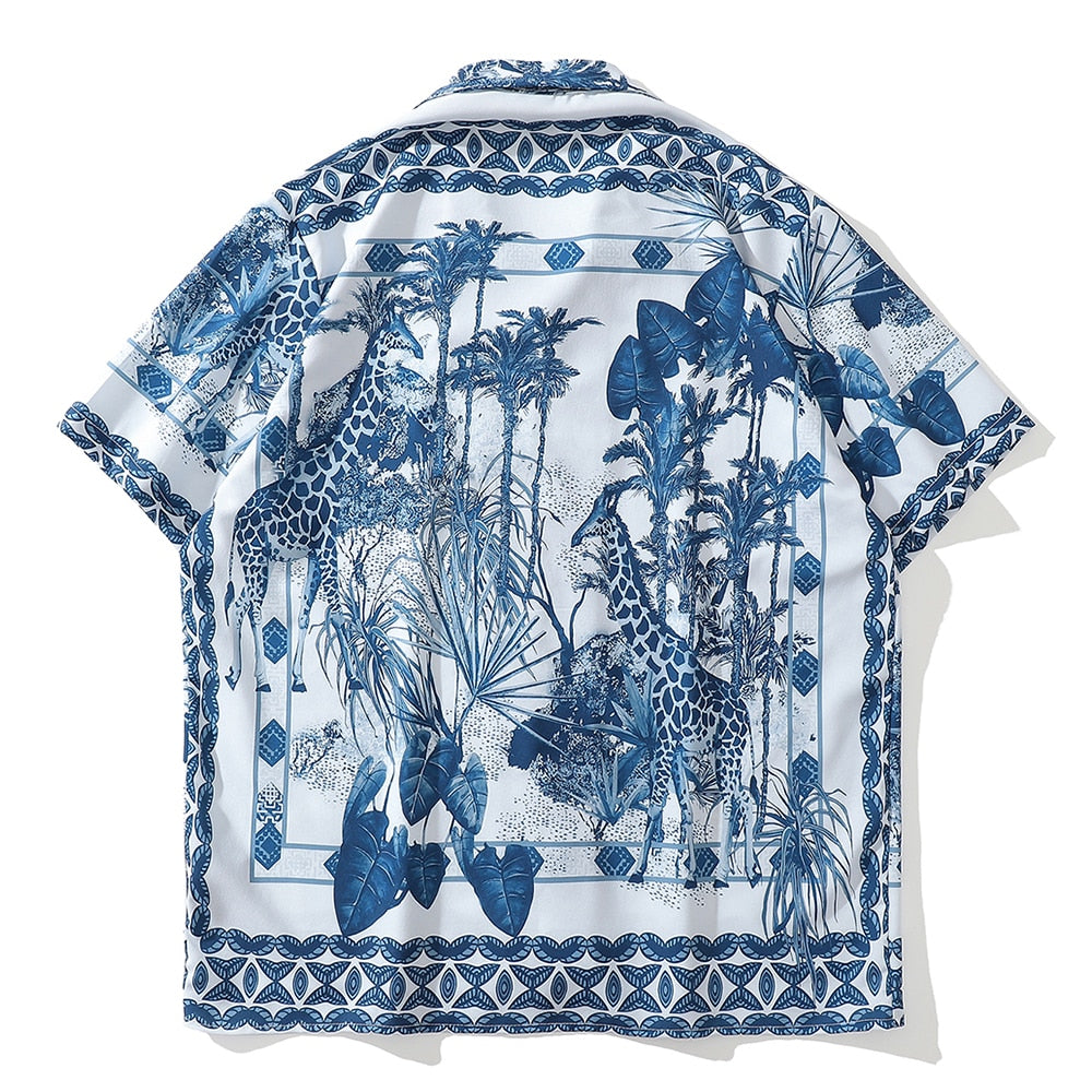 "Hawaiian Beach" Unisex Men Women Streetwear Button Shirt - Street King Apparel