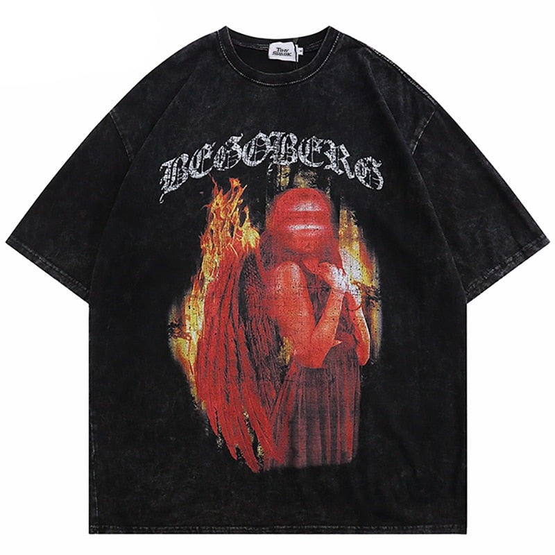 "Fire Angel" Unisex Men Women Streetwear Graphic T-Shirt - Street King Apparel