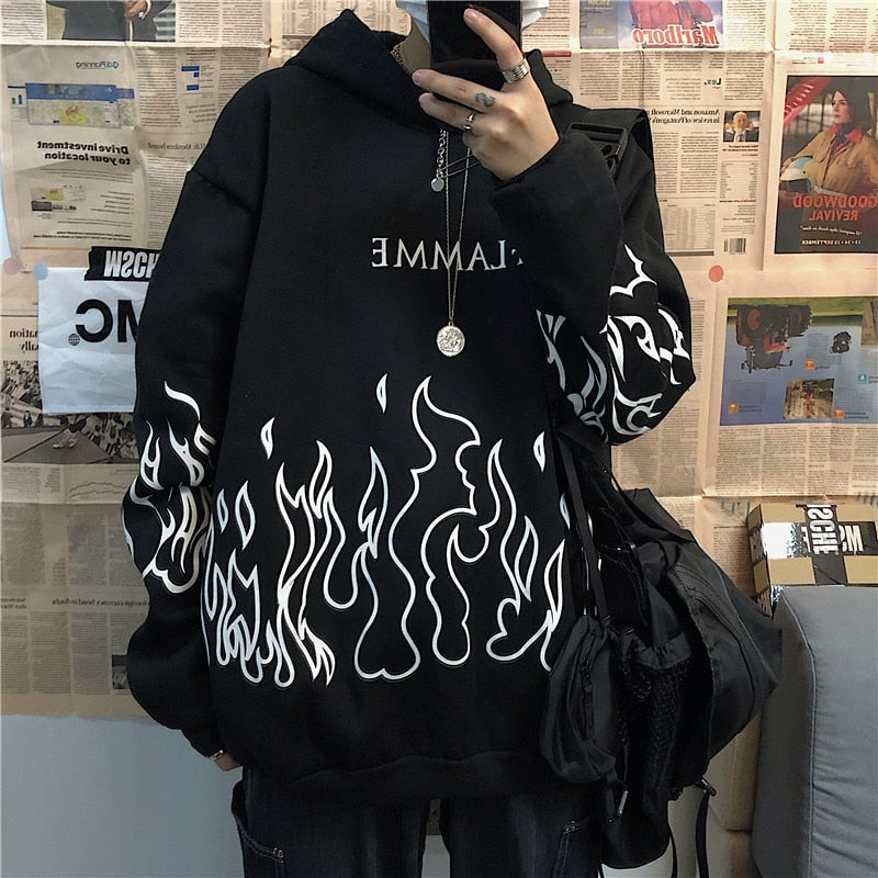 "White Flame" Unisex Men Women Streetwear Graphic Hoodie - Street King Apparel