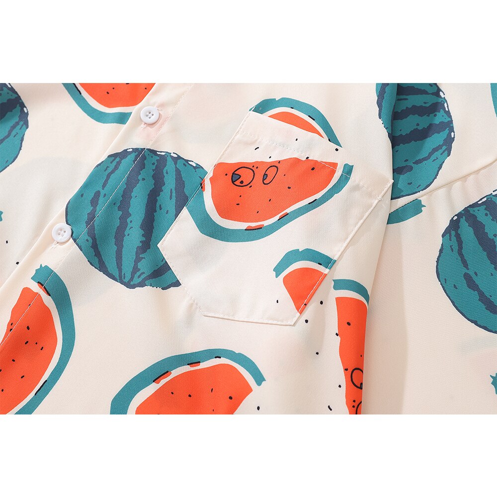 "Watermelon" Unisex Men Women Streetwear Graphic Button Shirt - Street King Apparel