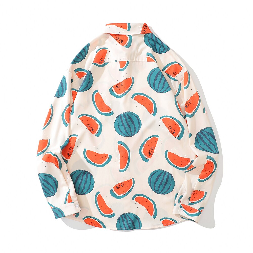 "Watermelon" Unisex Men Women Streetwear Graphic Button Shirt - Street King Apparel