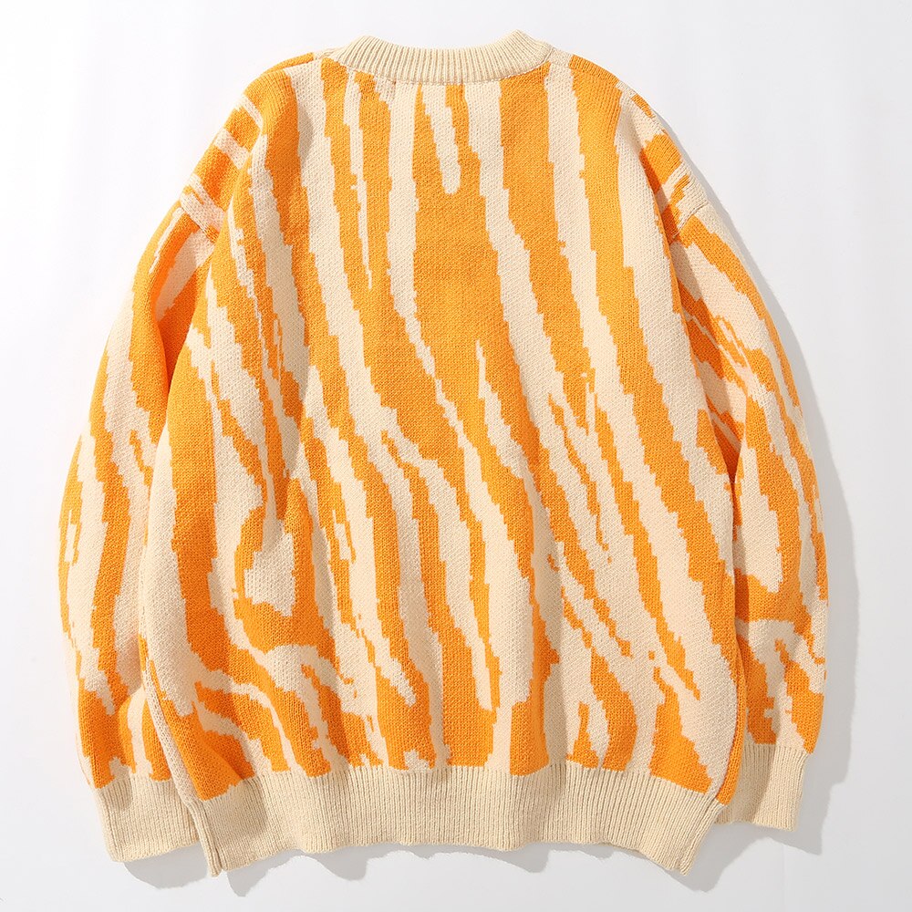 "Orange Wave" Unisex Men Women Streetwear Graphic Sweater - Street King Apparel