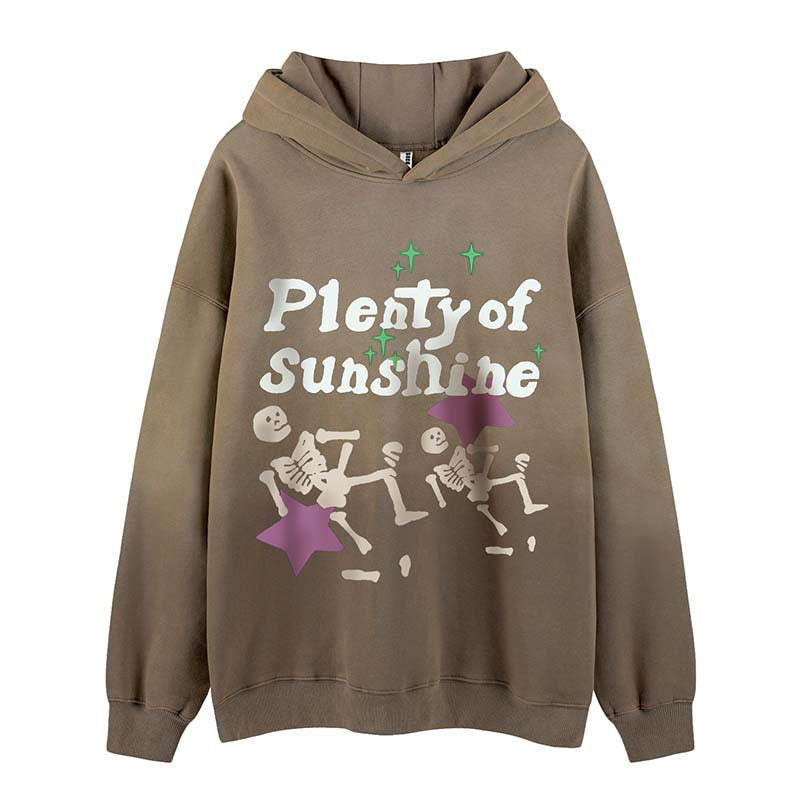Skull Print With Fleece Hooded Sweater For Men Street King Apparel